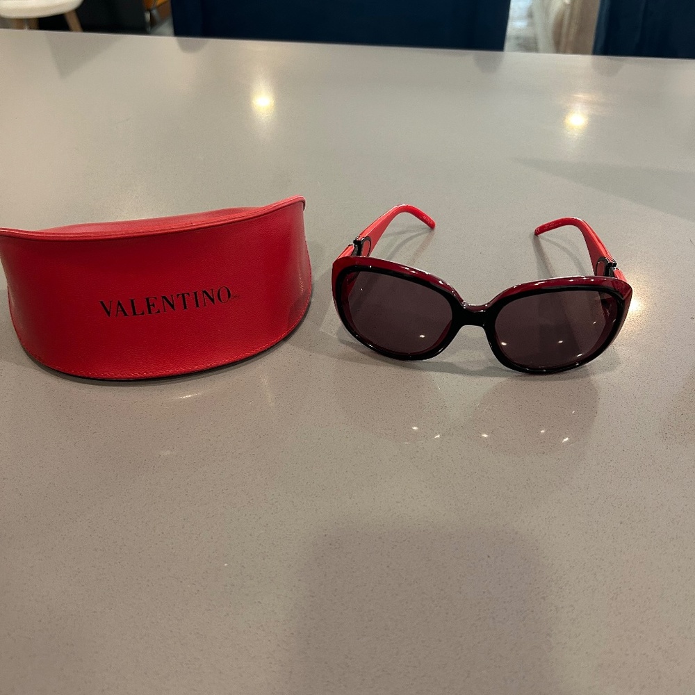 Valentino Red Oversized Sunglasses + Case